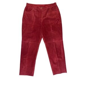 MetroStyle Dark Red 100% Leather Straight Leg Pants Fully Lined Size 18